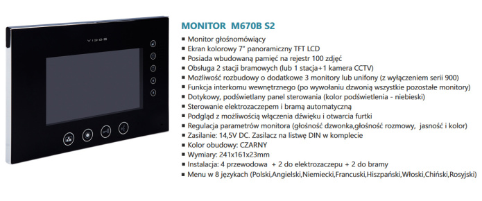 Vidos M670BS2- Monitor wideodomofonu